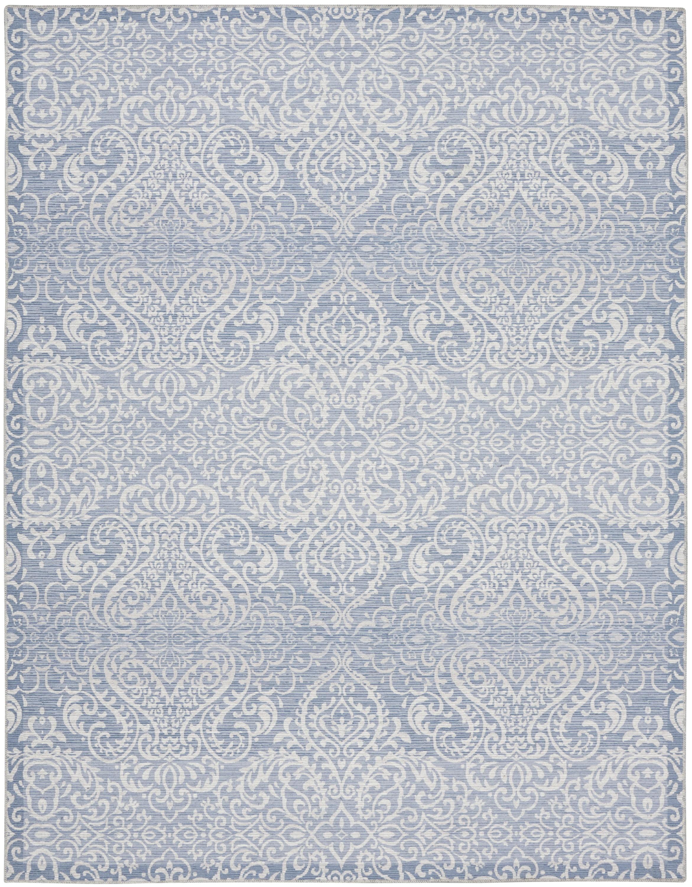 Slate Damask Chenille 8' x 10' Easy-Care Area Rug