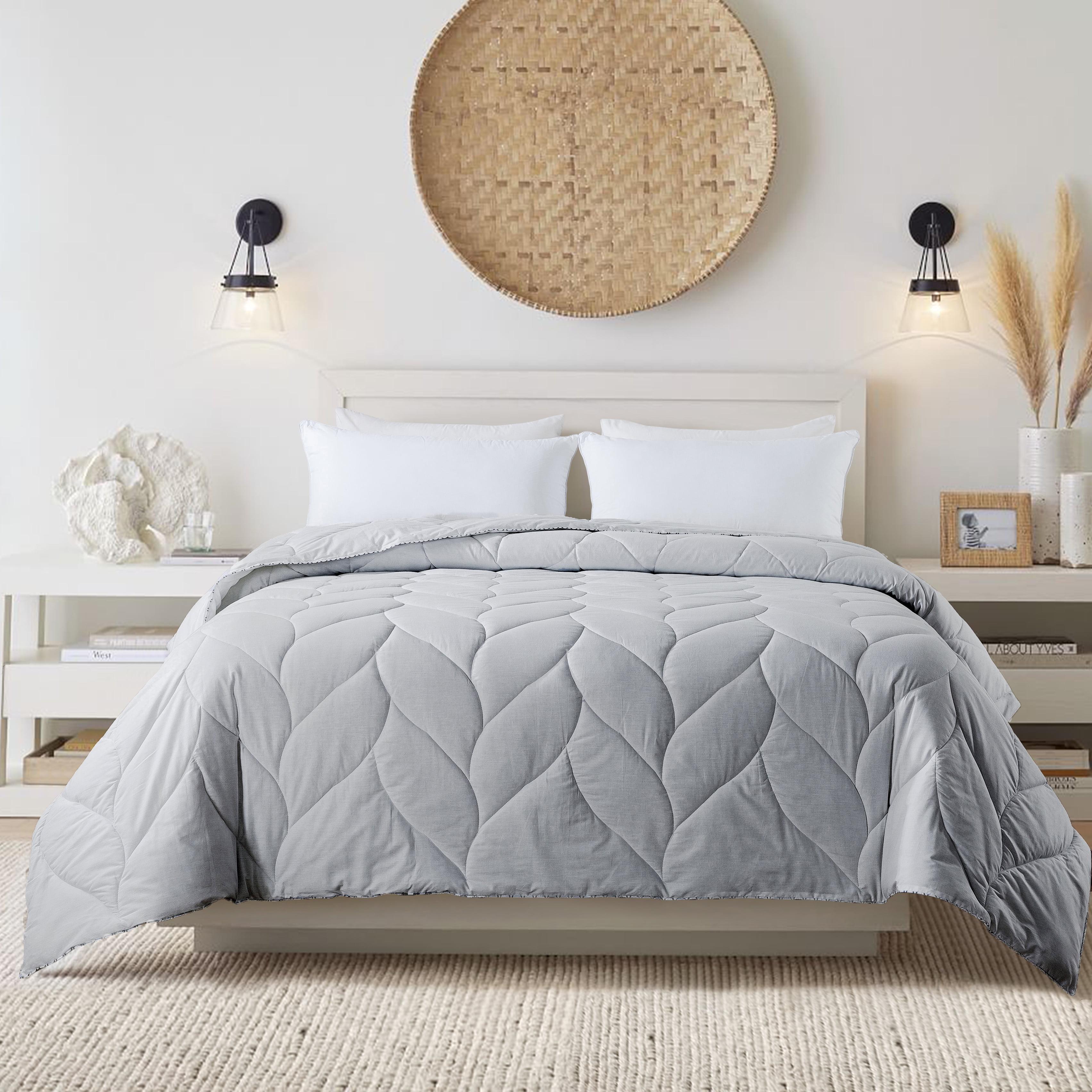 Gray Twin Quilted Down Alternative Microfiber Comforter Set