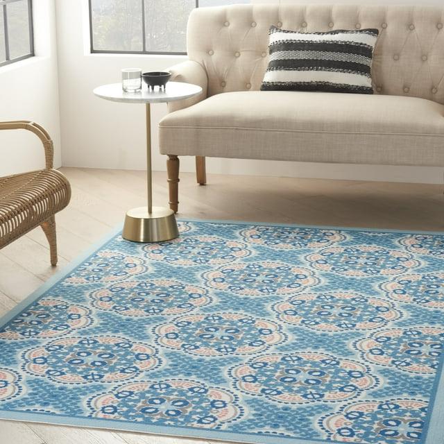Waverly Floral Blue Outdoor Area Rug