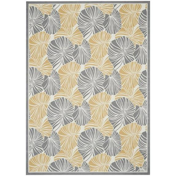 Floral Gray/Yellow Outdoor Area Rug