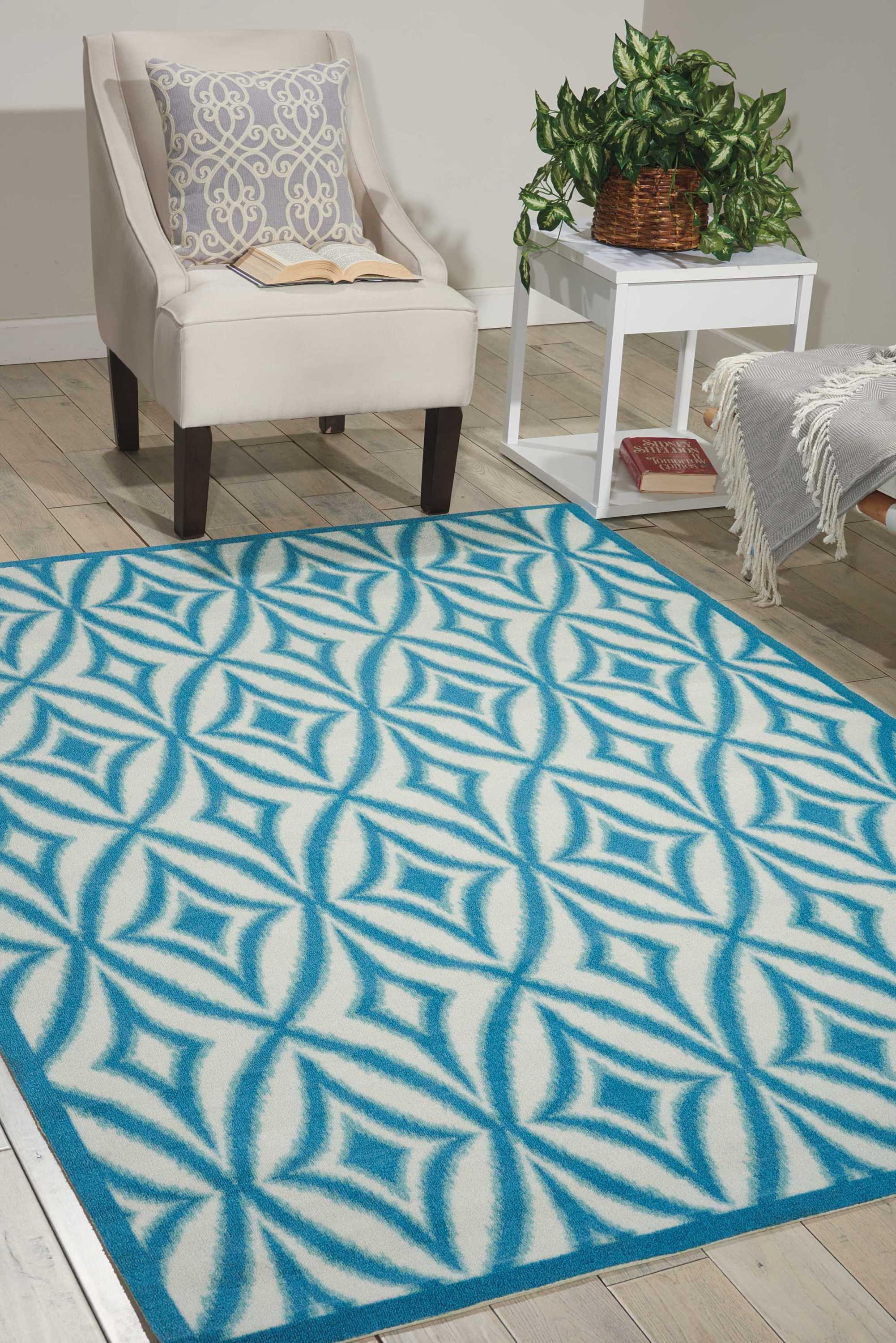 Waverly Sun & Shade "Centro" Azure Indoor/Outdoor Area Rug by Nourison