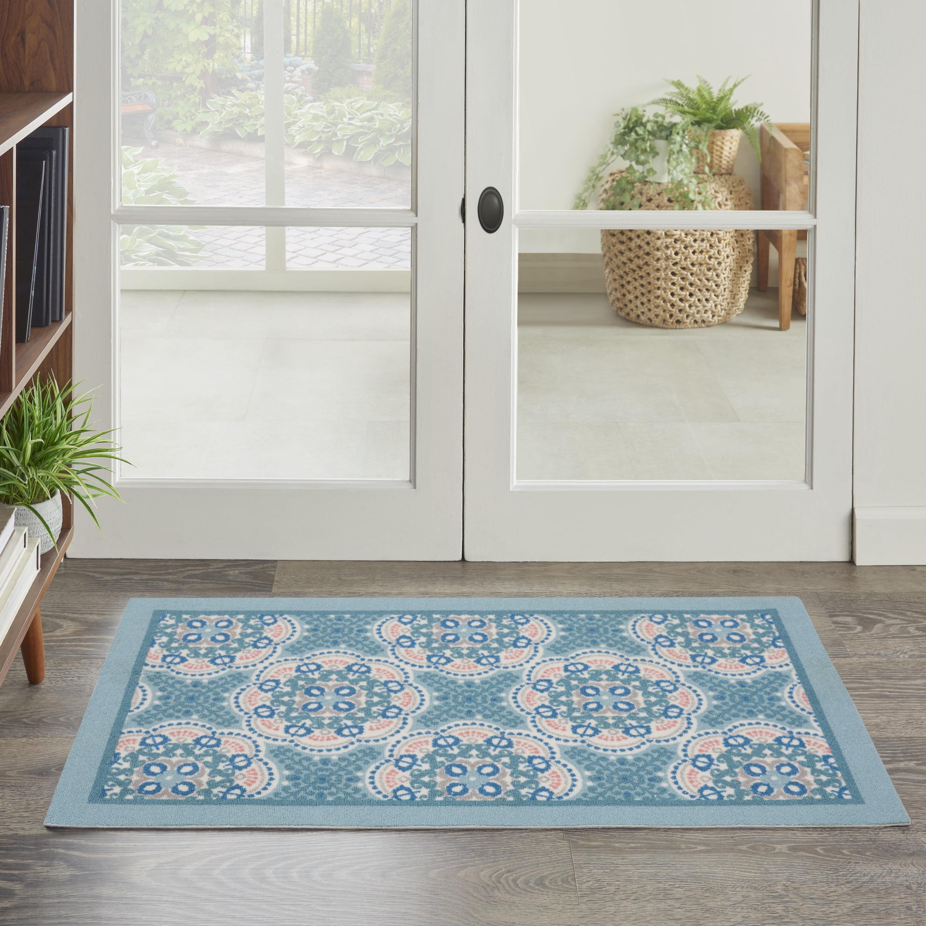 Waverly Floral Blue Outdoor Area Rug