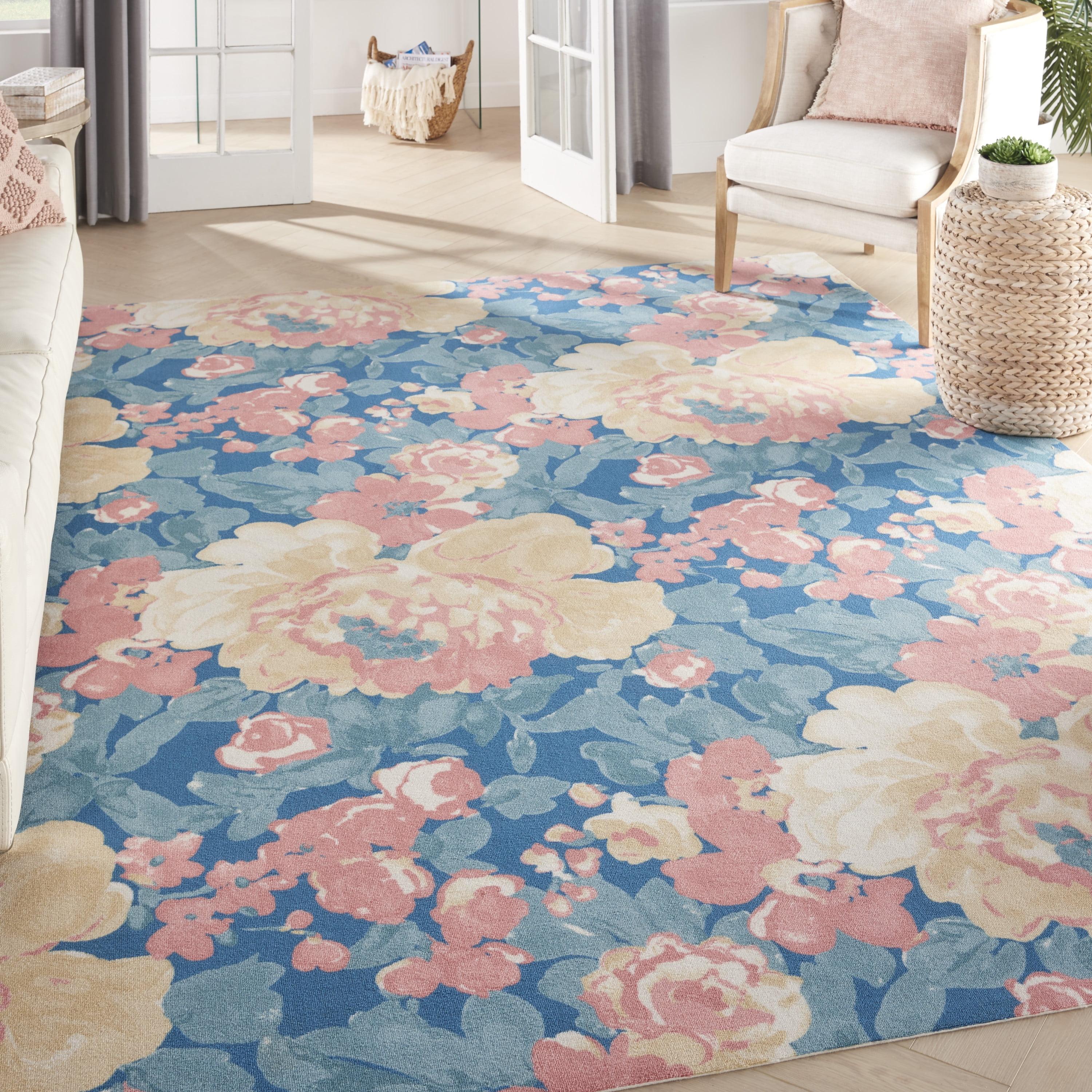Waverly Floral Blue Outdoor Area Rug