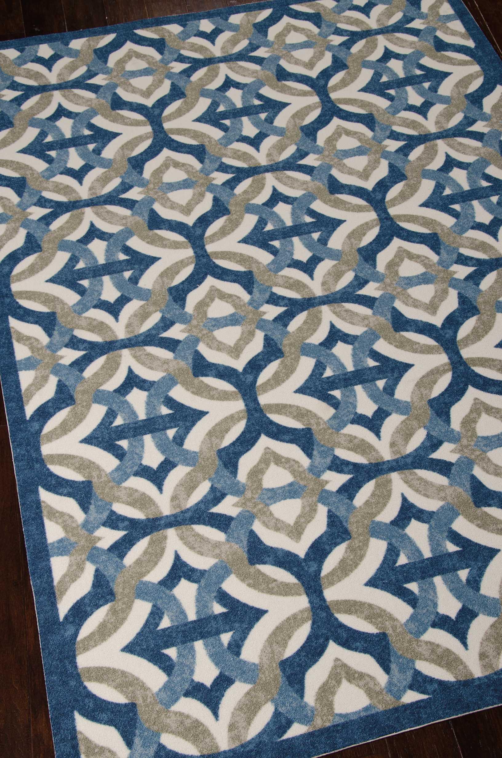 Celestial Blue and Taupe Tufted Synthetic 5' x 7' Area Rug