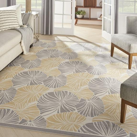 Floral Gray/Yellow Outdoor Area Rug