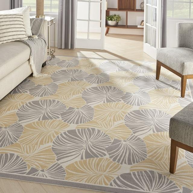 Floral Gray/Yellow Outdoor Area Rug
