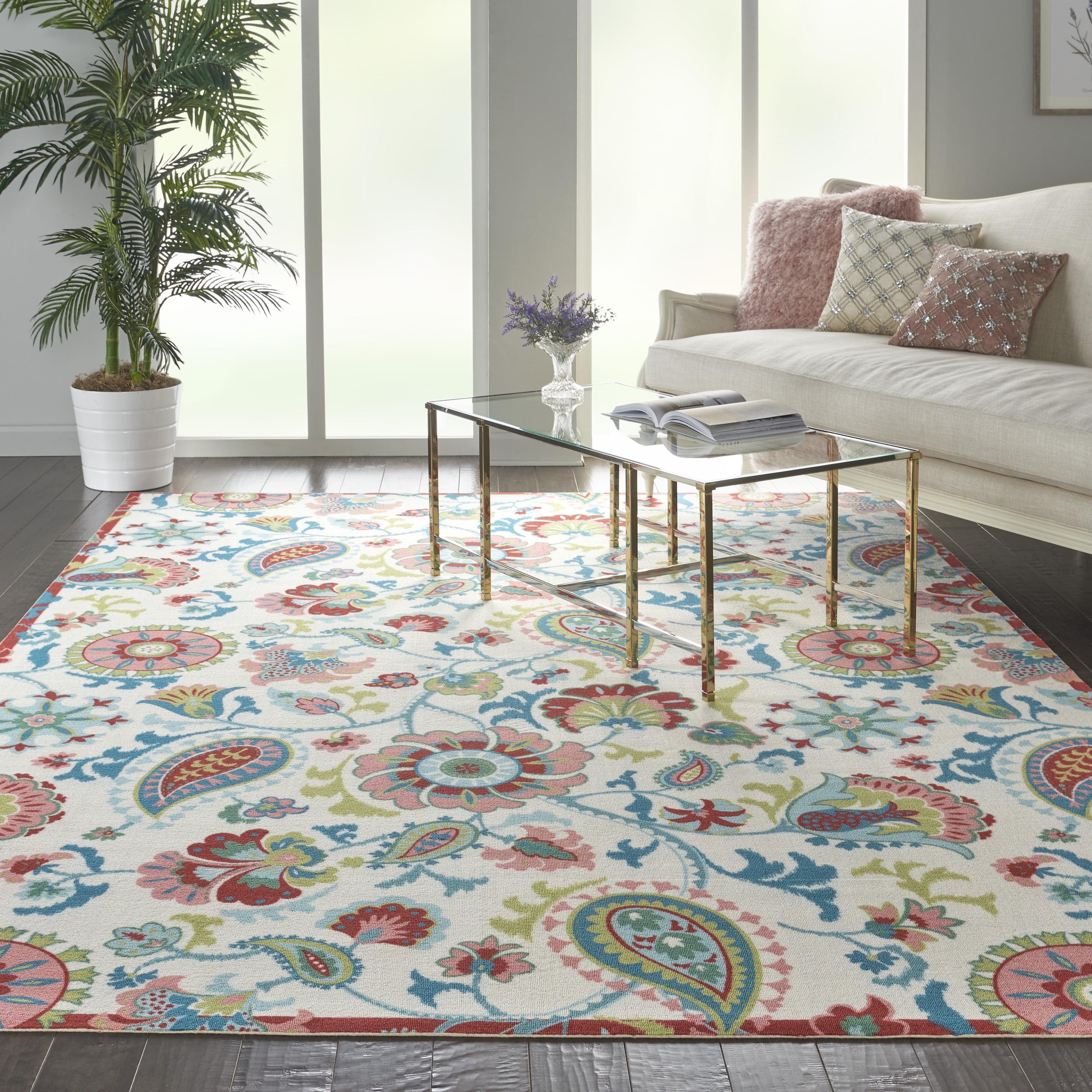 Waverly Sun N' Shade Indoor/Outdoor Ivory 7'9" x 10'10" Area Rug, (8x11)
