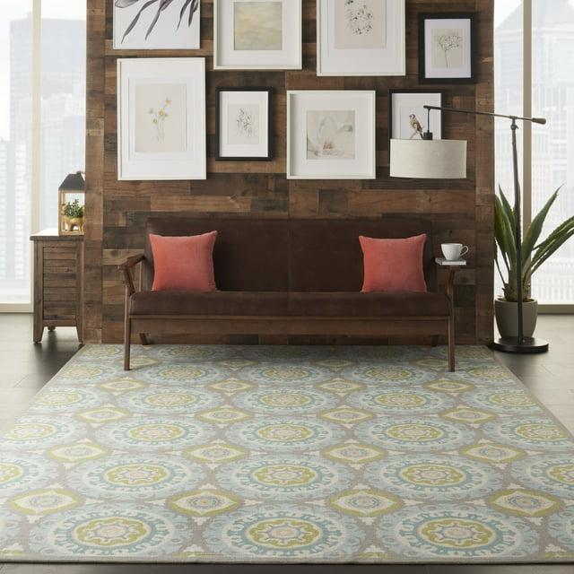 Waverly Sun & Shade "Solar Flair" Jade Indoor/Outdoor Area Rug by Nourison SND16 7'9" x 10'10"