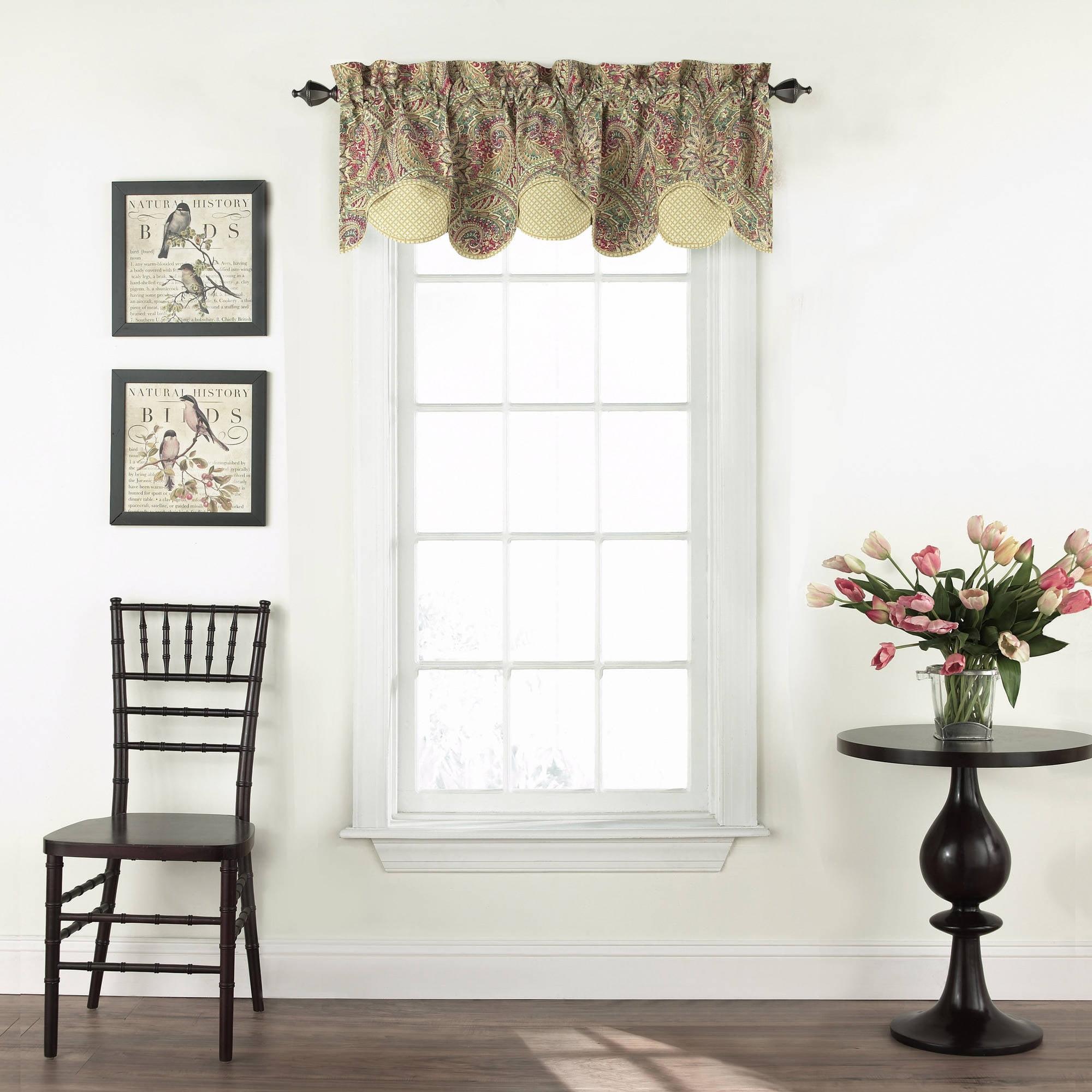 Golden Paisley Cotton Rod Pocket Window Valance