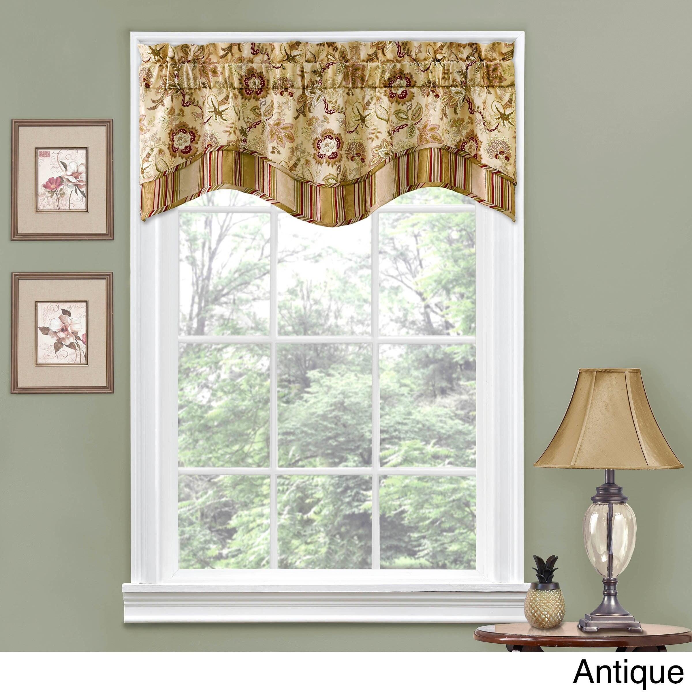 Waverly Traditional Floral Rod Pocket Semi-Sheer Valance, 52" x 18