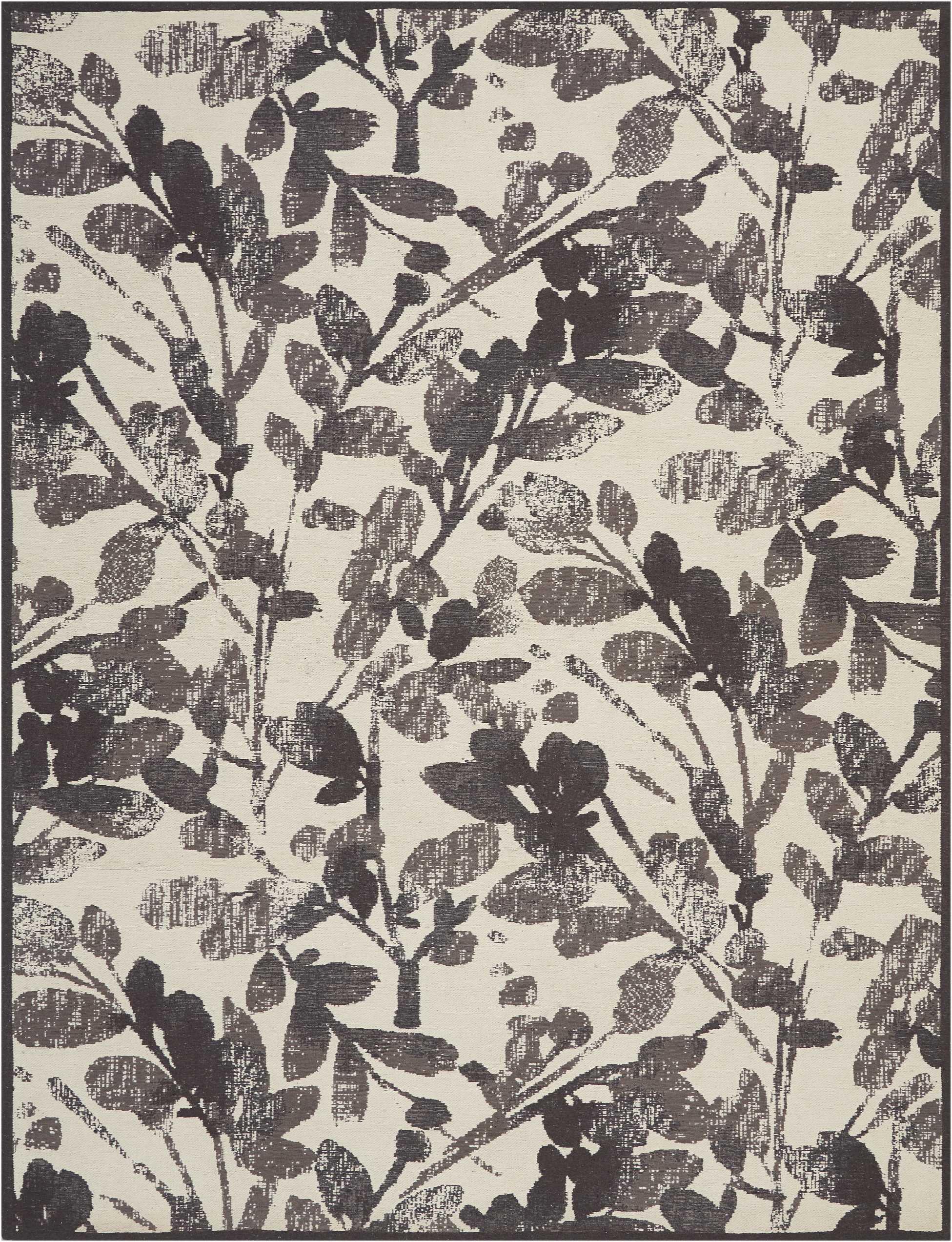 Graphite Floral Elegance 8' x 10' Cotton-Synthetic Area Rug