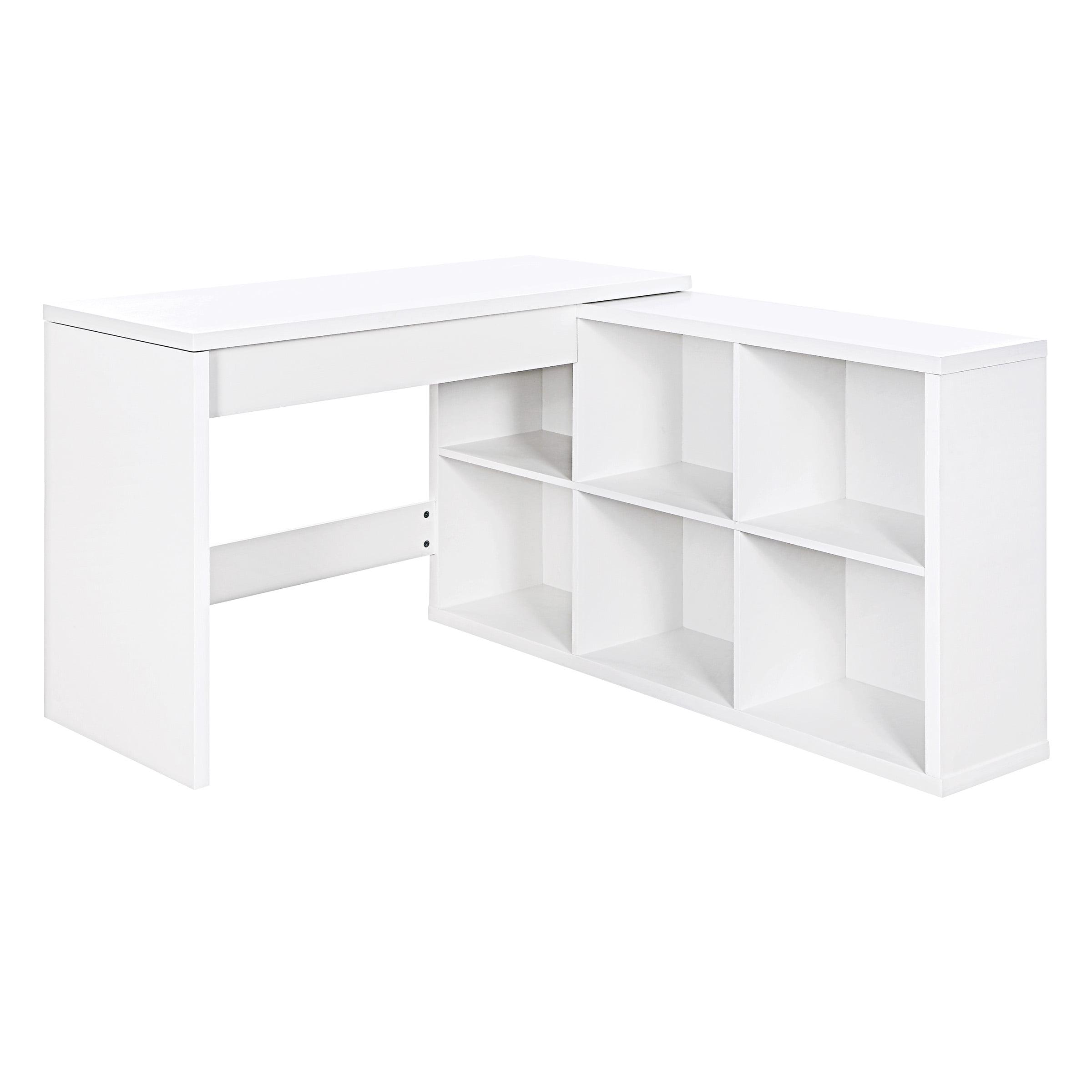 Modern White Engineered Wood Sit-to-Stand L-Shaped Desk