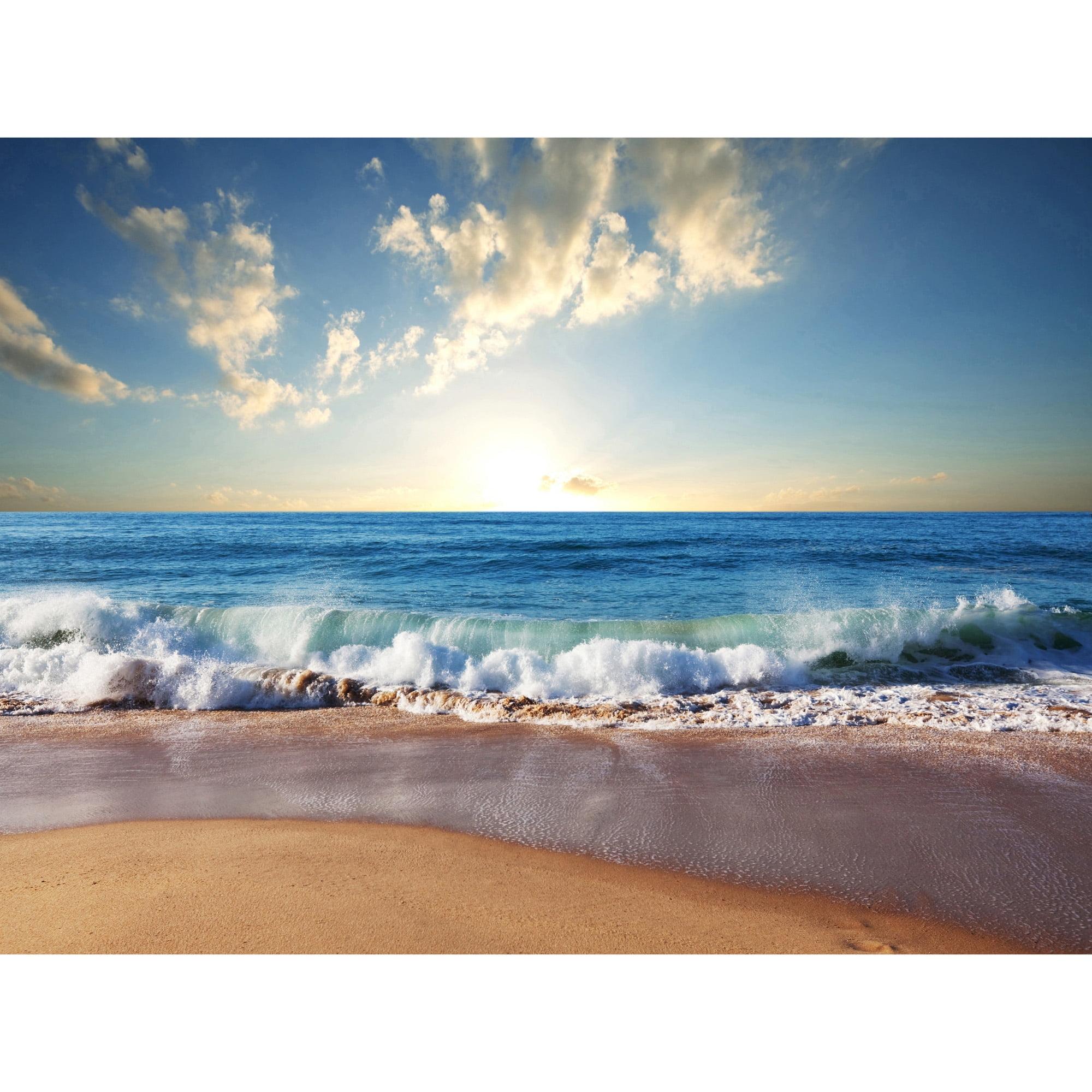 Sunny Coastal Beach Waves Landscape Print 12x16 Inch