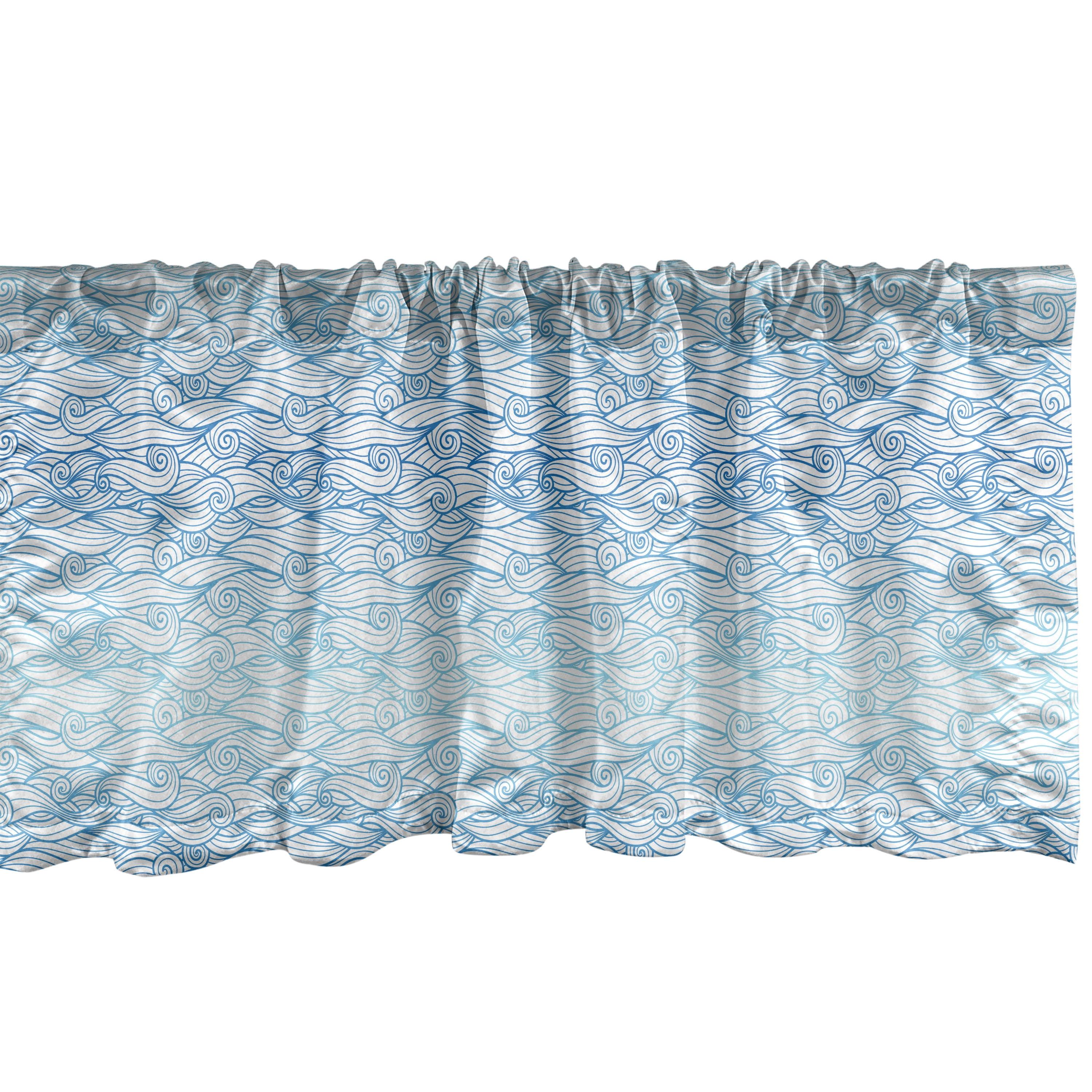 Ambesonne Waves Valance Pack of 2 Blue Ombre Tones Oceanic Art  Dark Turquoise White