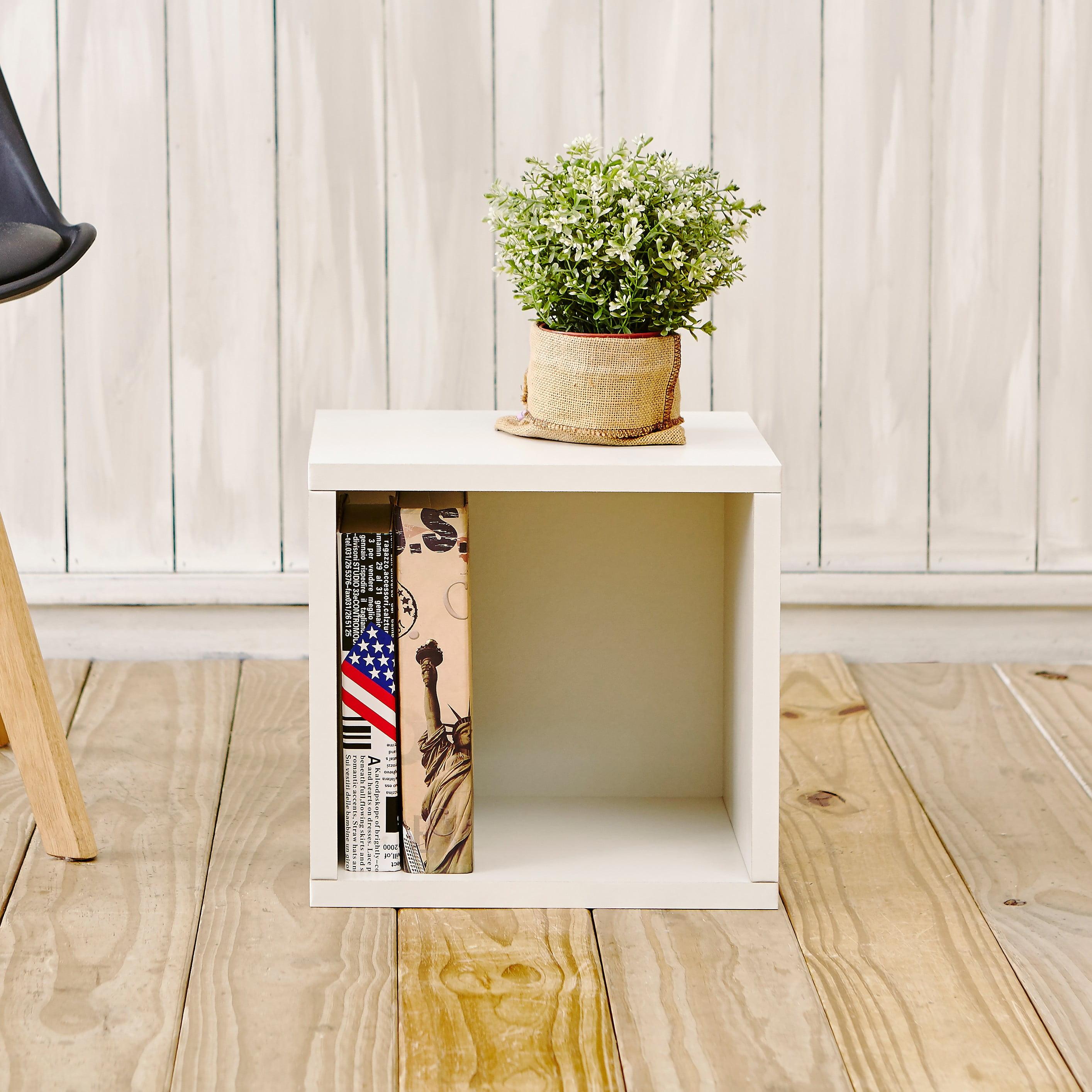 Eco-Friendly White Stackable Wooden Cube Organizer for Kids