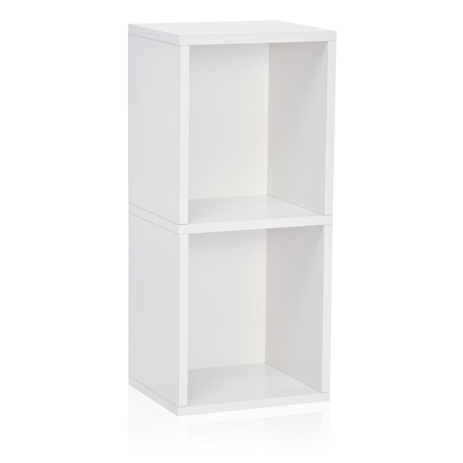 Eco-Friendly White Stackable 2-Tier Cube Bookshelf for Kids