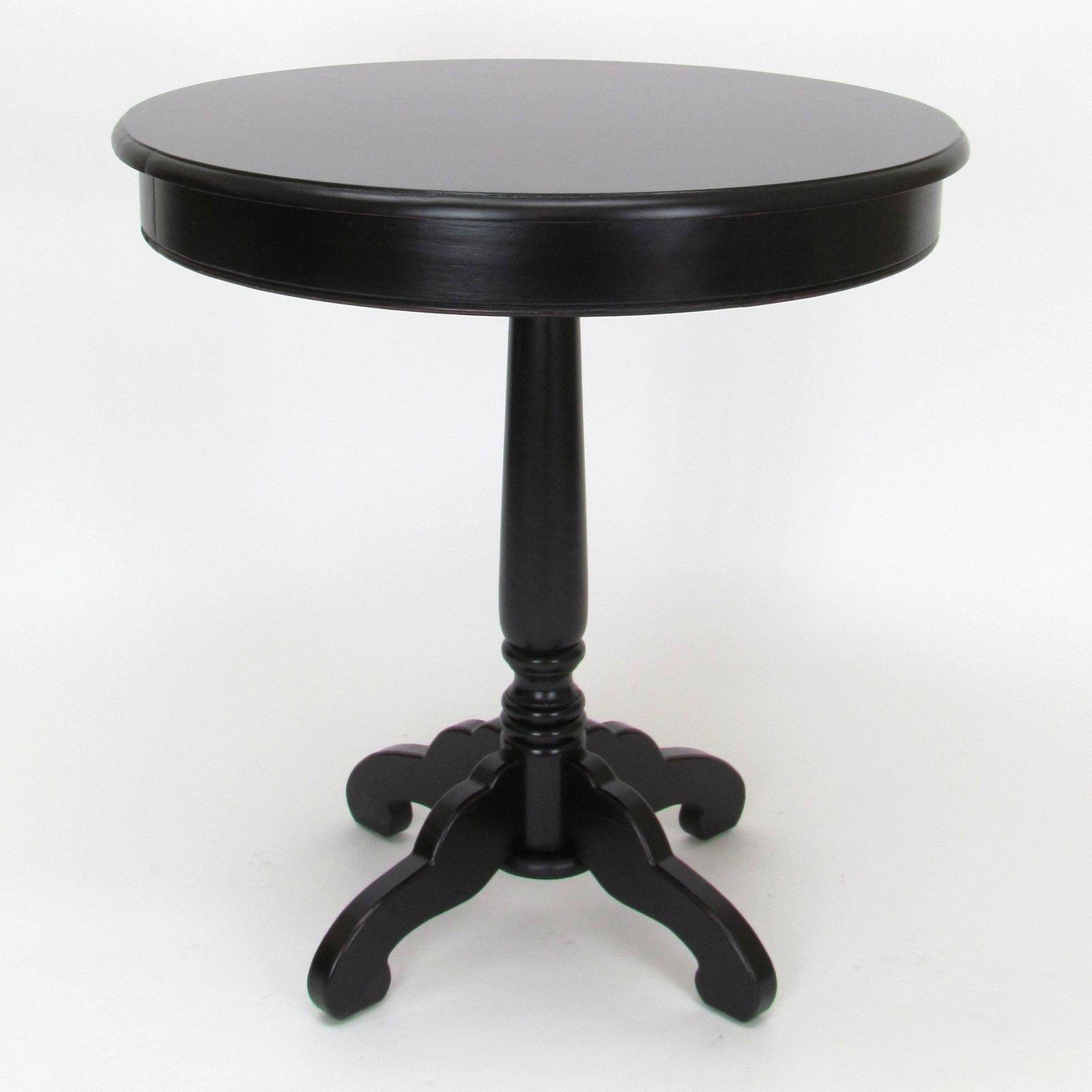 Ornate Balance Black Round Wood End Table