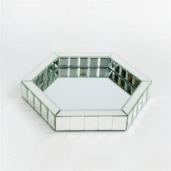 Beverly Hexagon Shaped Mirror Tray 14Wx12Dx2H Clear beveled glass mirror
