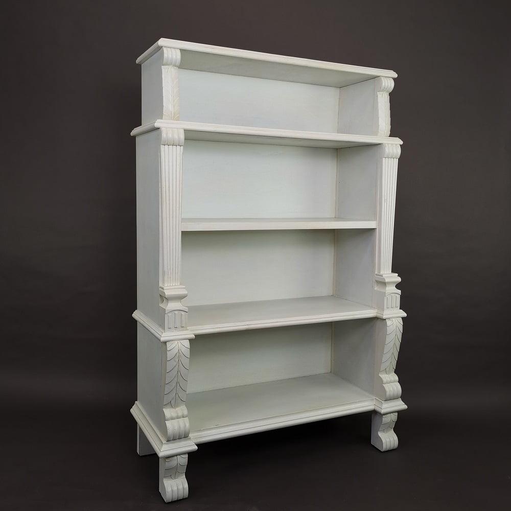 Adjustable Solid Pine White Classic 4-Shelf Bookcase