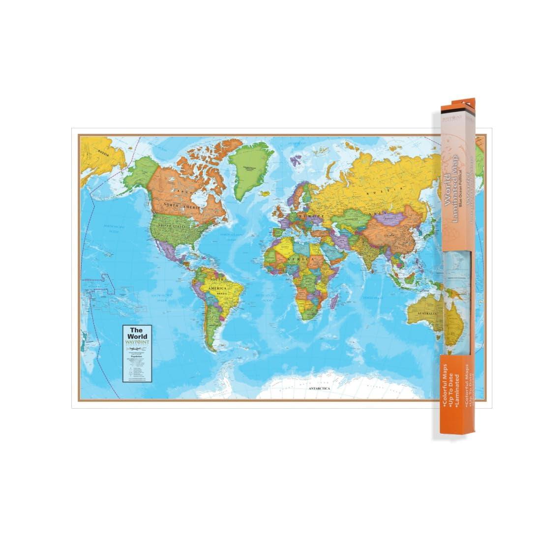 Waypoint Geographic Blue Ocean World 24" x 36" Laminated Wall Map
