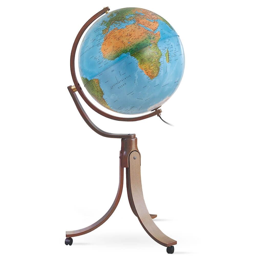 Emily 20" Illuminated Blue Ocean-Style Globe with Wooden Stand
