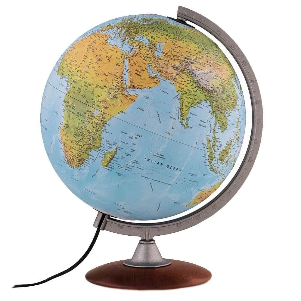 Tactile Blue Ocean Physical Relief Globe - Waypoint Geographic: 12" Diameter, Political Boundaries, Major Cities, Plastic