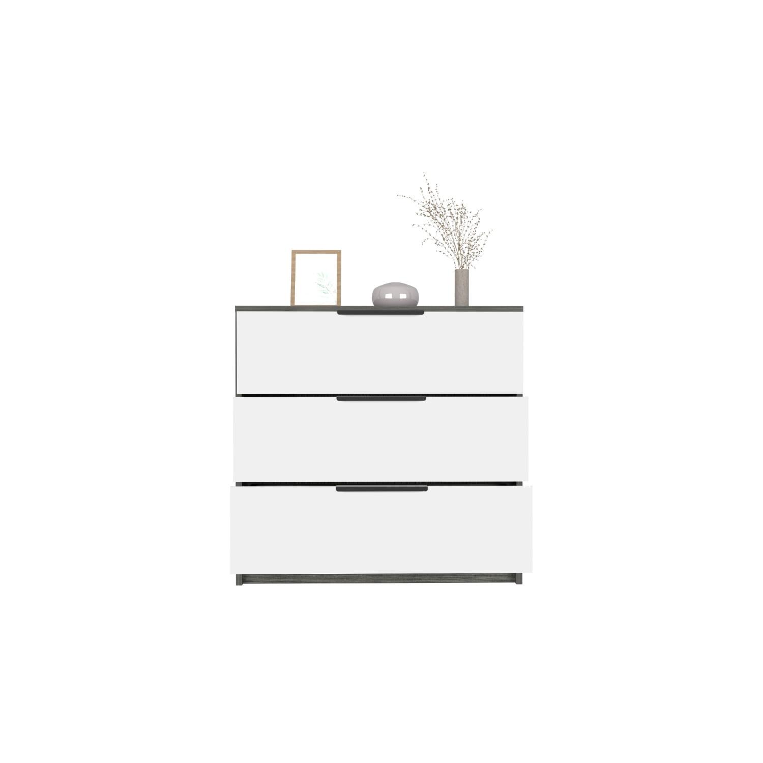 3 Drawers Dresser Maryland, Superior Top, Smokey Oak / White Finish