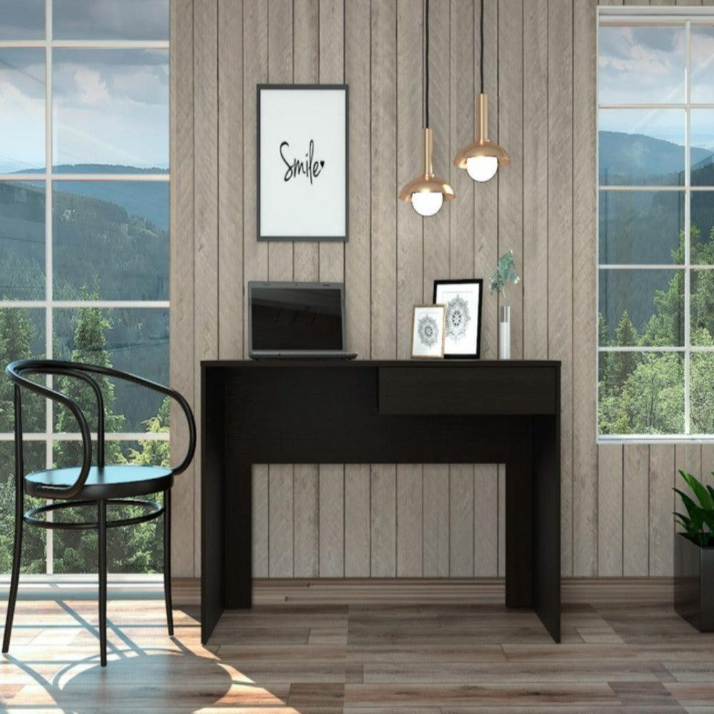 Black Wood Modern Computer Desk with Drawer