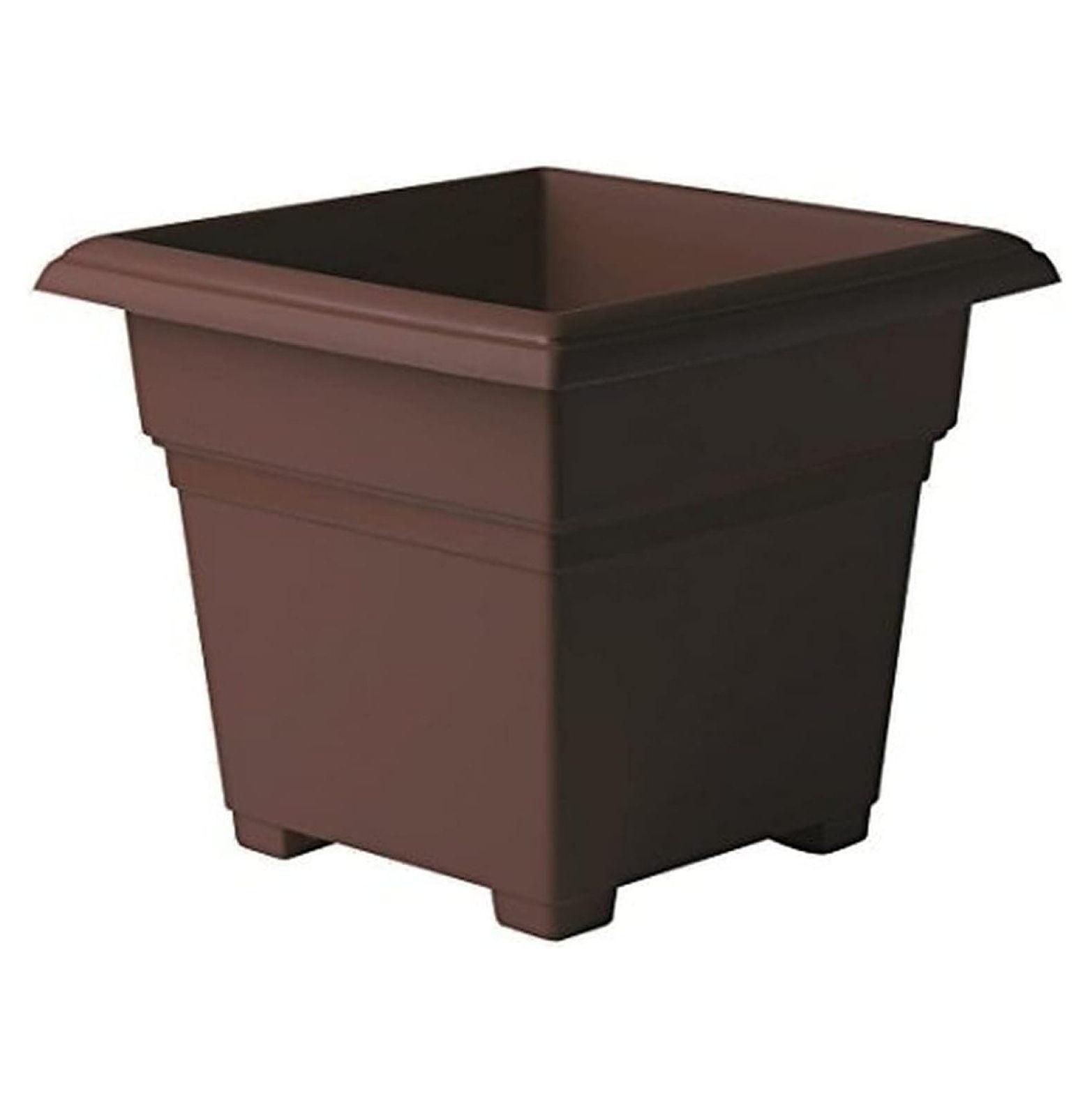 Brown 14-Inch Square Plastic Tub Planter