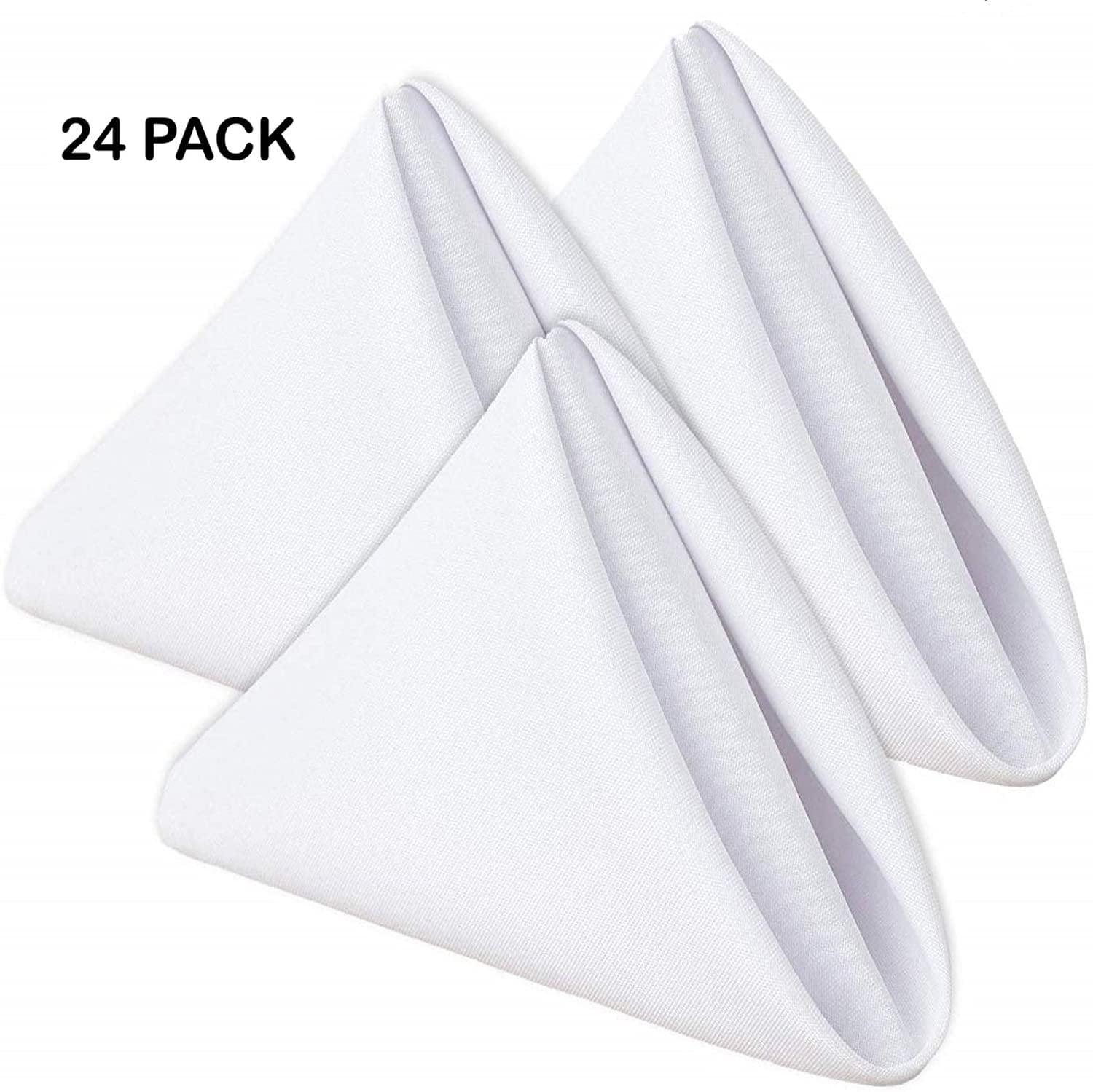 Wealuxe White Restaurant Cloth Napkins 17 x 17 inch, 24 Pack