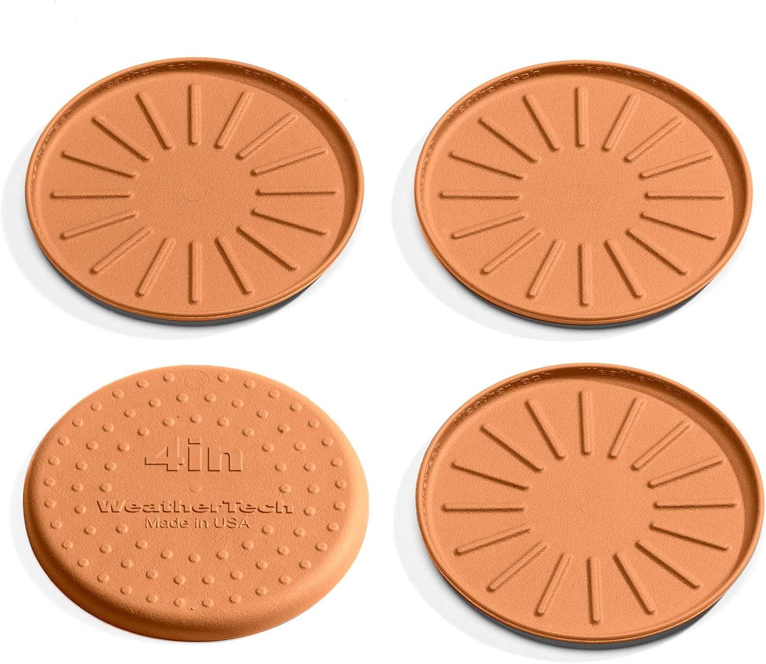 WeatherTech 4" Drink Coasters for Home Surfaces, Anti-Skid, No-Slip knibs - Set of 4, Terra Cotta - (8A4CSTTC)