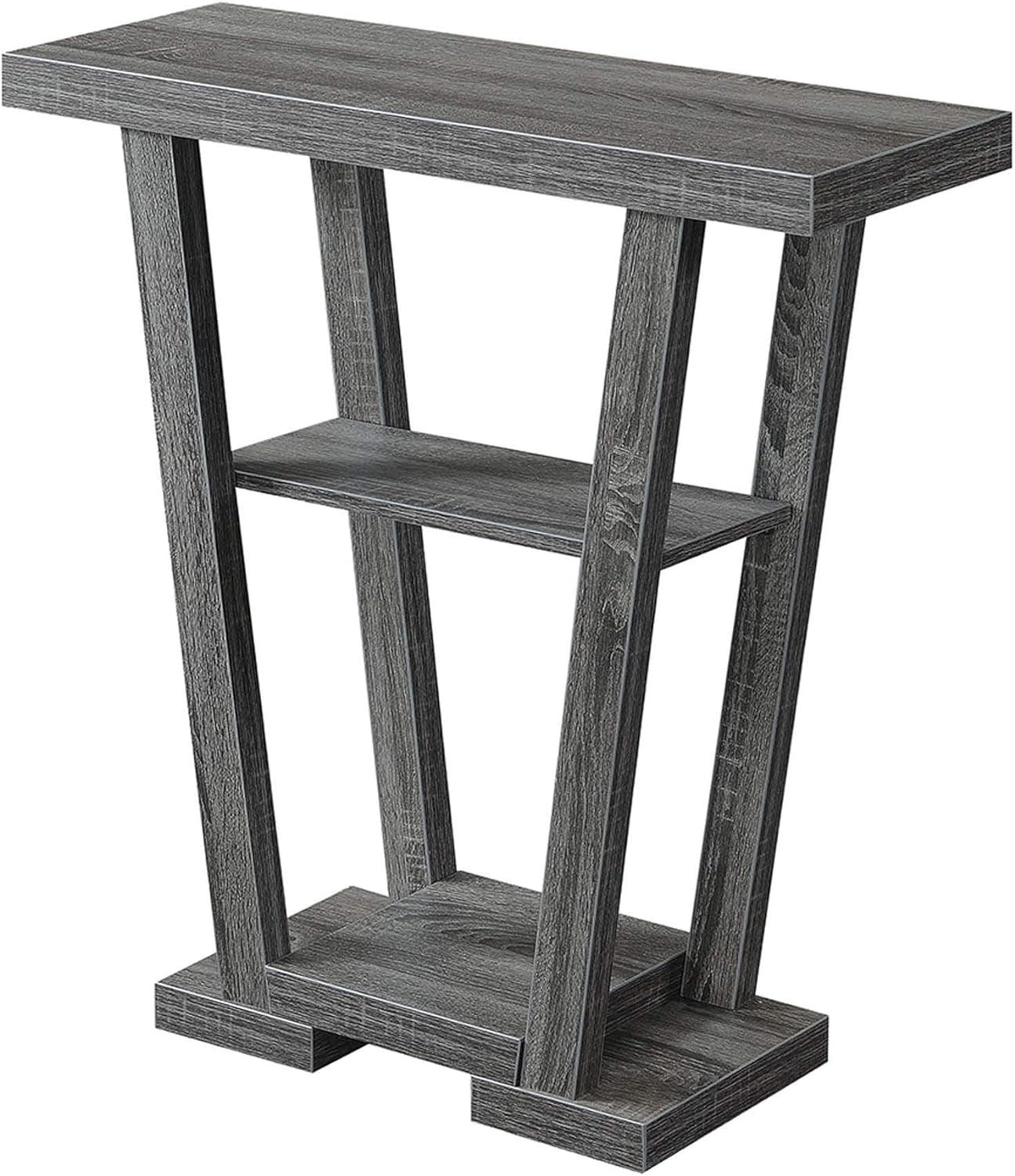 Newport Weathered Gray V-Shaped Console with Spacious Storage