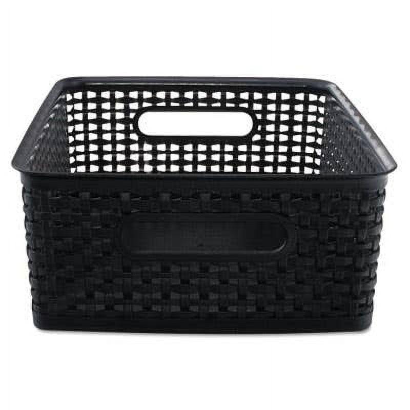 Medium Black Plastic Woven Storage Bins, Pack of 2