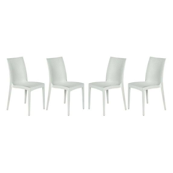 Weave Mace Indoor Outdoor Dining Chair (Armless), Set Of 4 - White