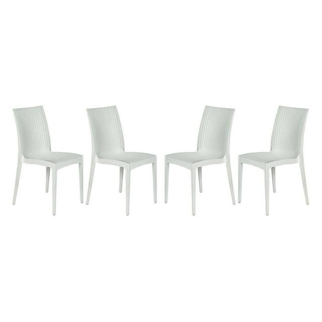 Weave Mace Indoor Outdoor Dining Chair (Armless), Set Of 4 - White