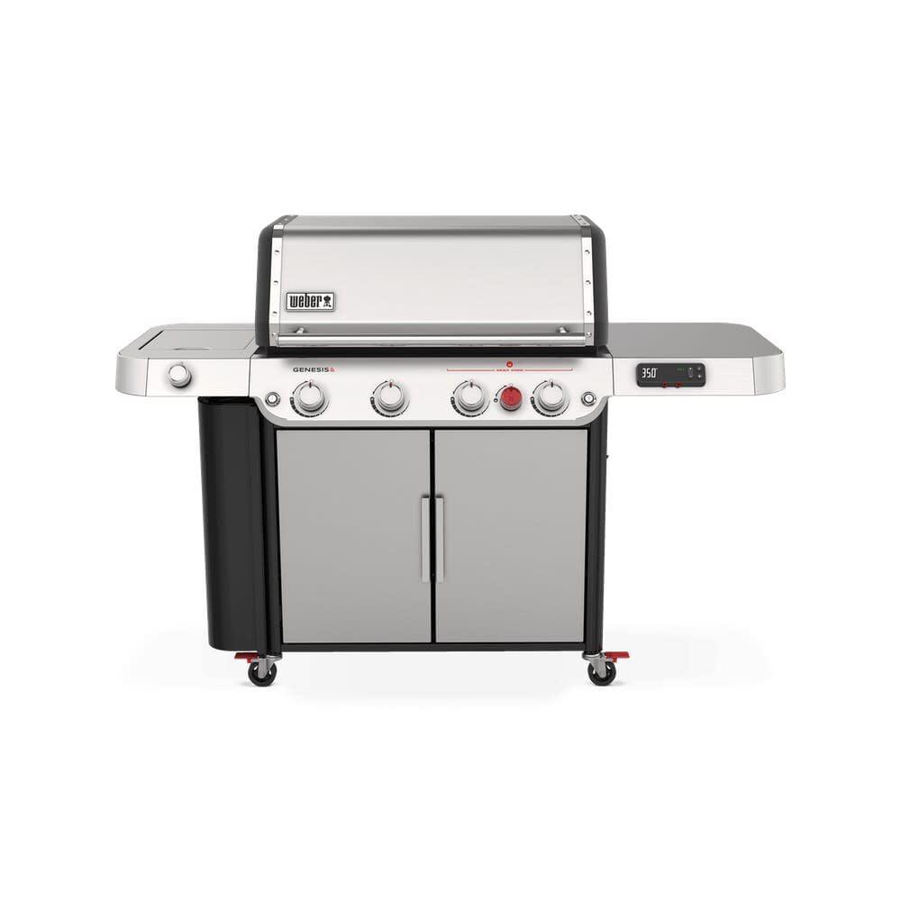 Stainless Steel 4-Burner Propane Gas Grill with Side Burner