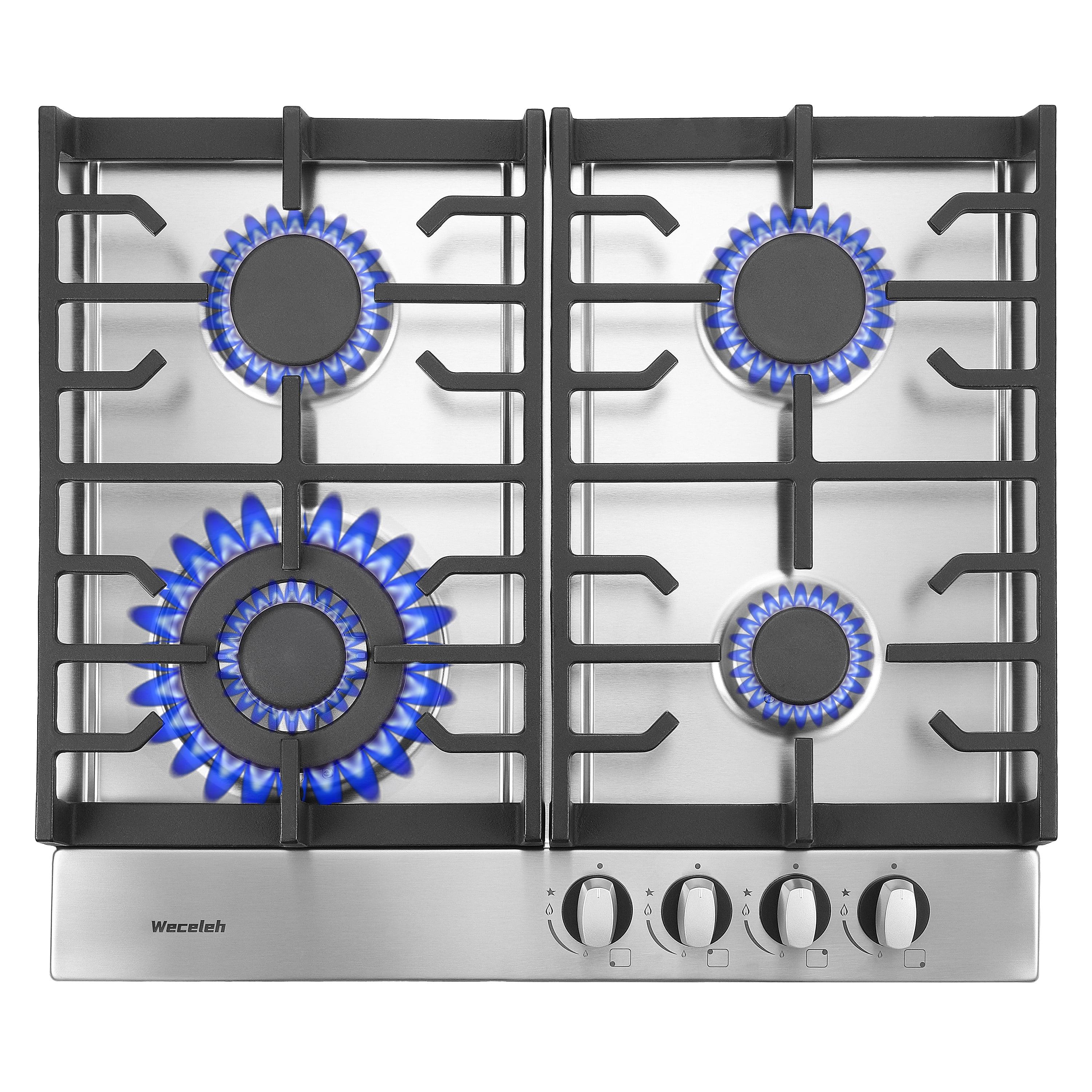 24-Inch Stainless Steel 4-Burner Propane Gas Cooktop