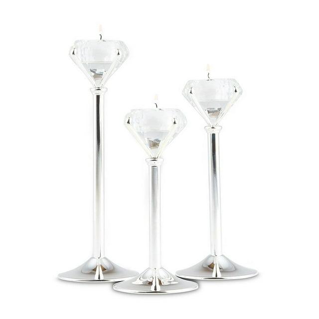 Weddingstar Diamond Shaped Tealight Holders - Silver - Set of 3