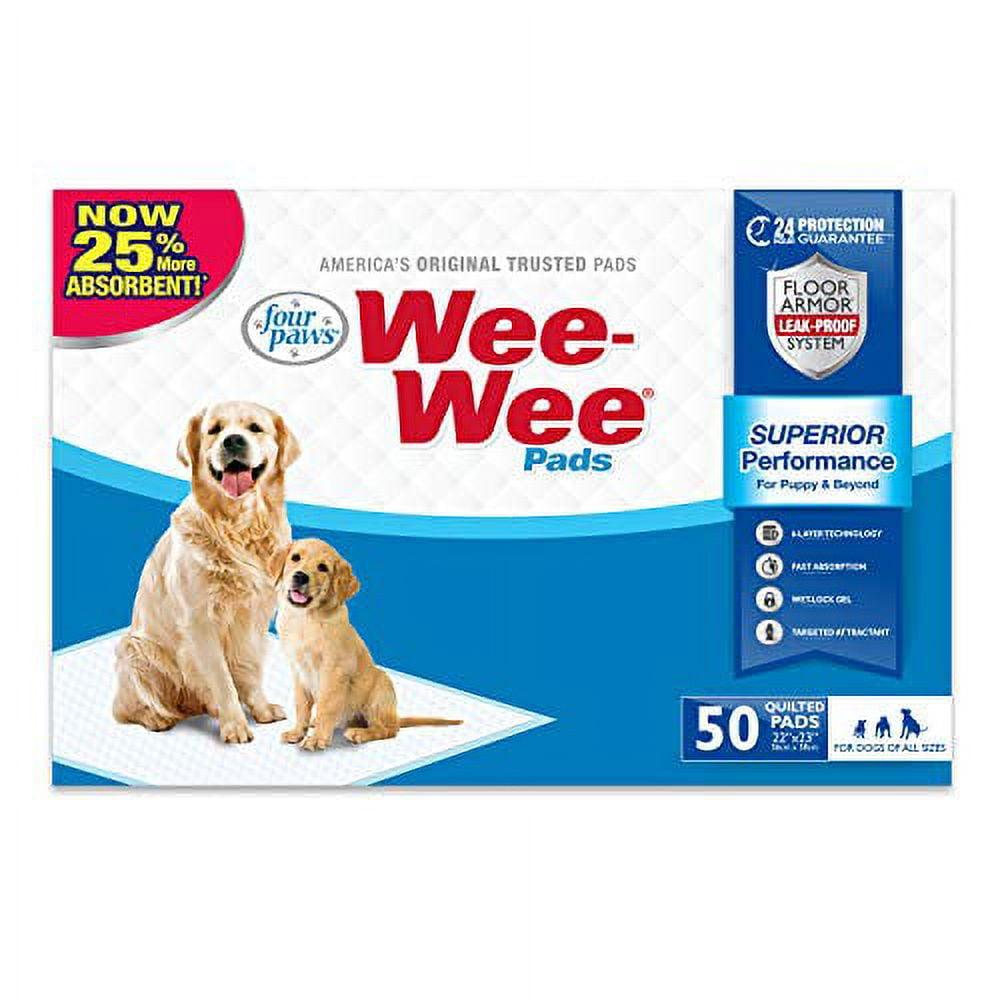 Four Paws Wee Wee Absorbent Potty Training Dog & Puppy Pads, Pet Pee Pads, Standard 50ct