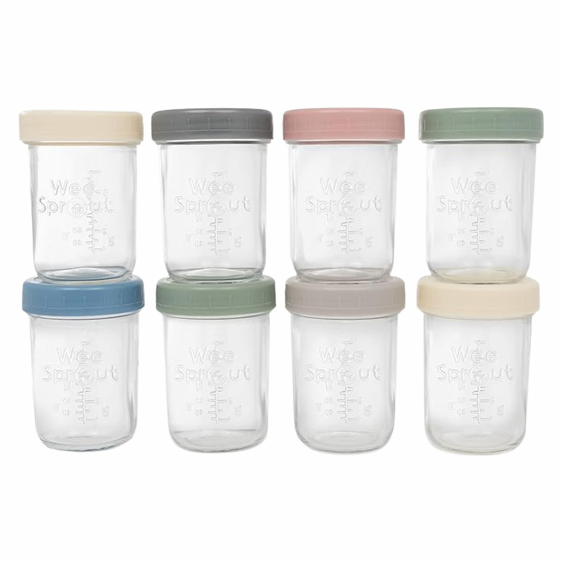 WeeSprout Glass Baby Food Storage Jars w/ Lids - 8oz, 8 Pack Set
