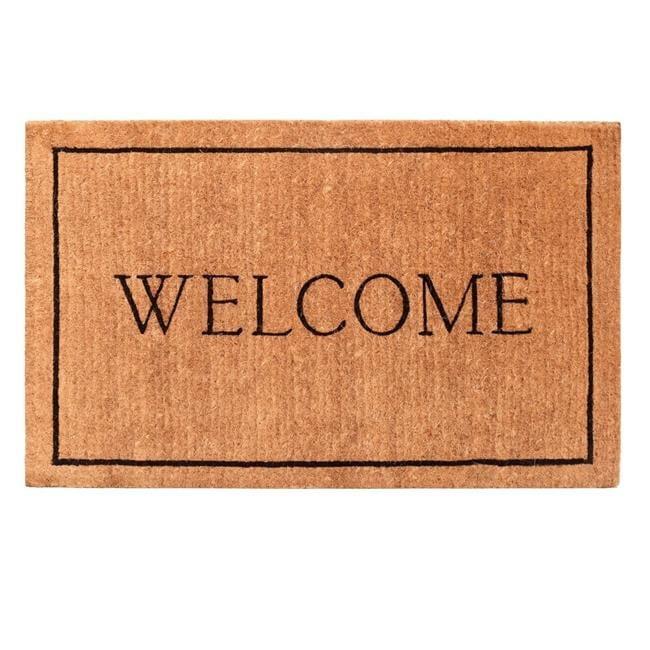 Natural Coir Rectangular Welcome Doormat with Black Border