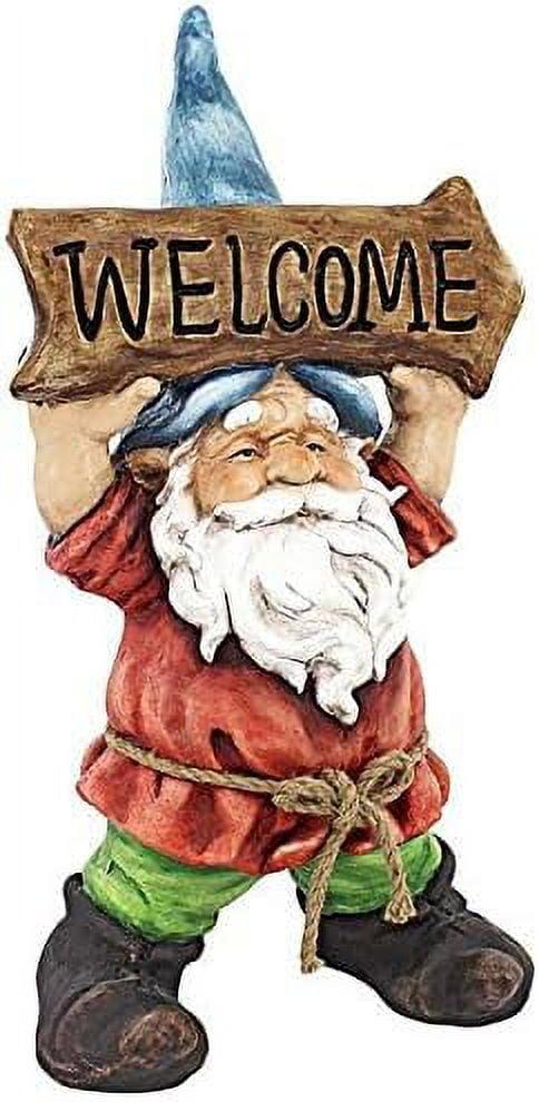 Welcoming Willie Garden Gnome with Welcome Sign