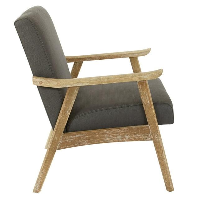 OSP Home Furnishings Weldon Chair Charcoal: Mid-Century Modern Polyester Upholstery, Wood Frame