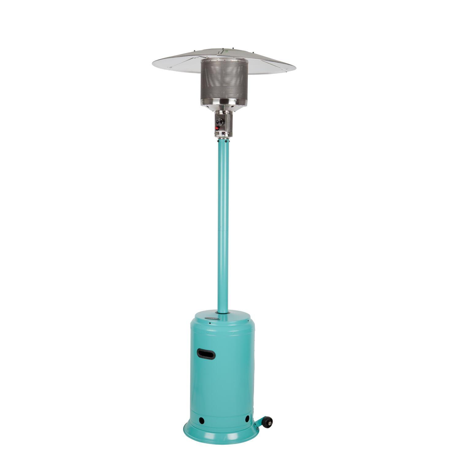 Aqua Blue Powder Coated Propane Patio Heater with Wheels