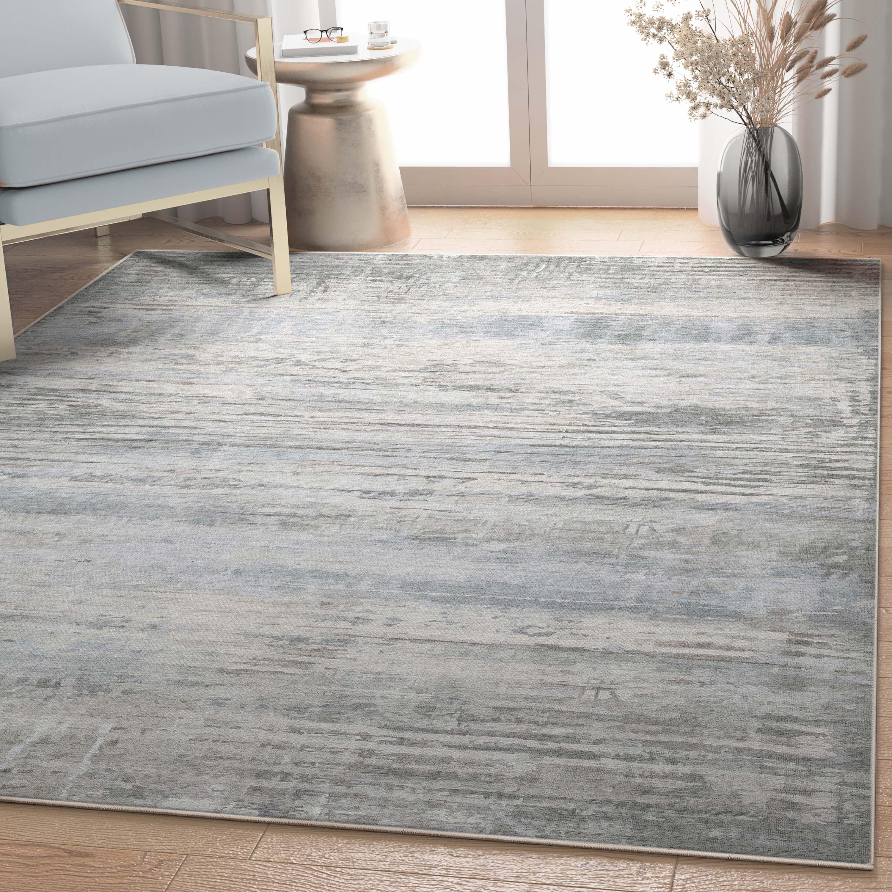 Well Woven Abstract Havana Modern Geometric Lines Flat-Weave Beige Blue Area Rug