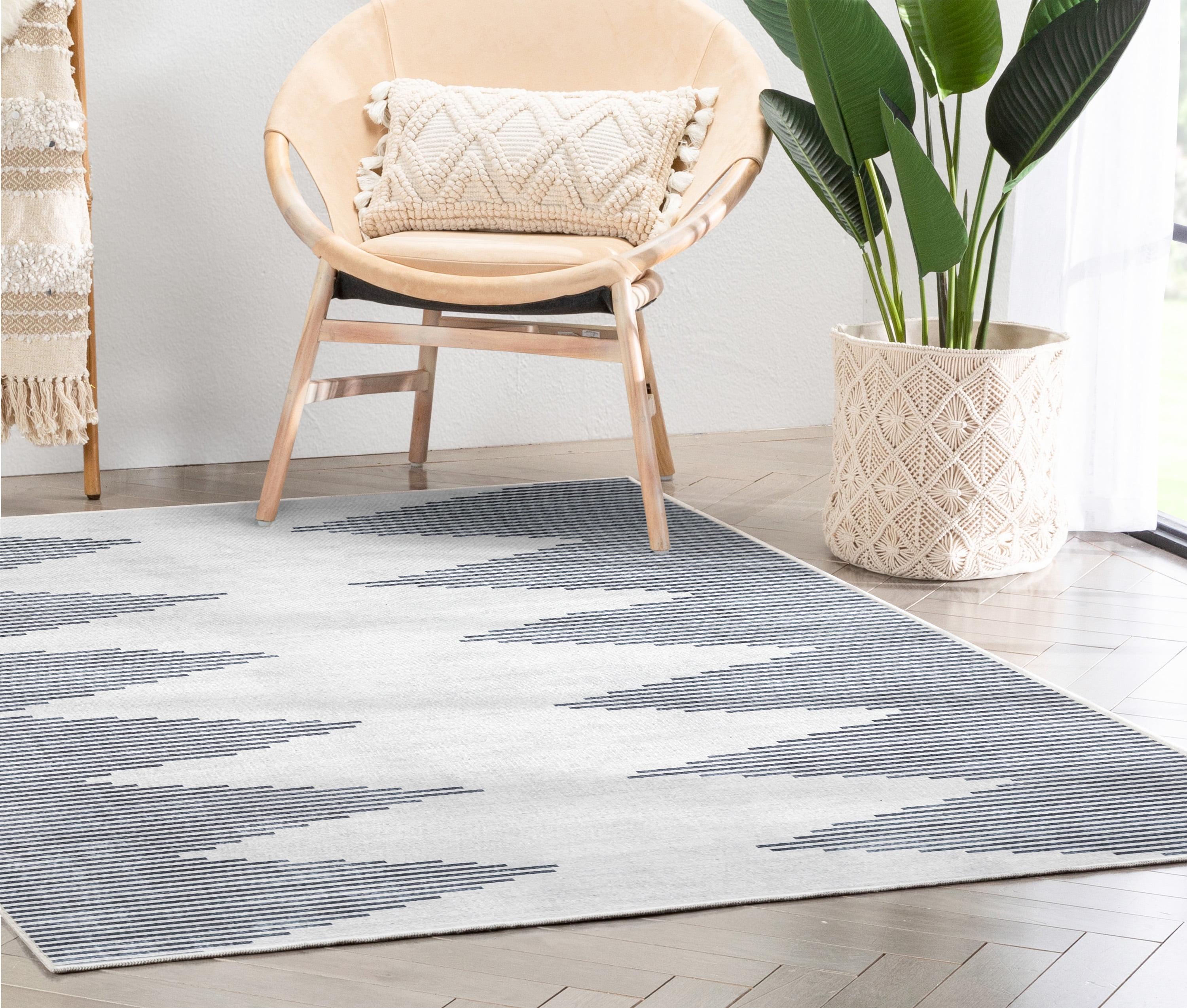 Trinx Kehr Bree Moroccan Diamond Stripes Ivory Grey Area Flat-Weave Rug