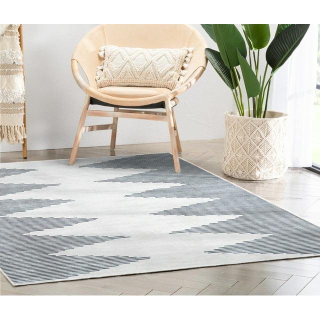 Trinx Kehr Bree Moroccan Diamond Stripes Ivory Grey Area Flat-Weave Rug