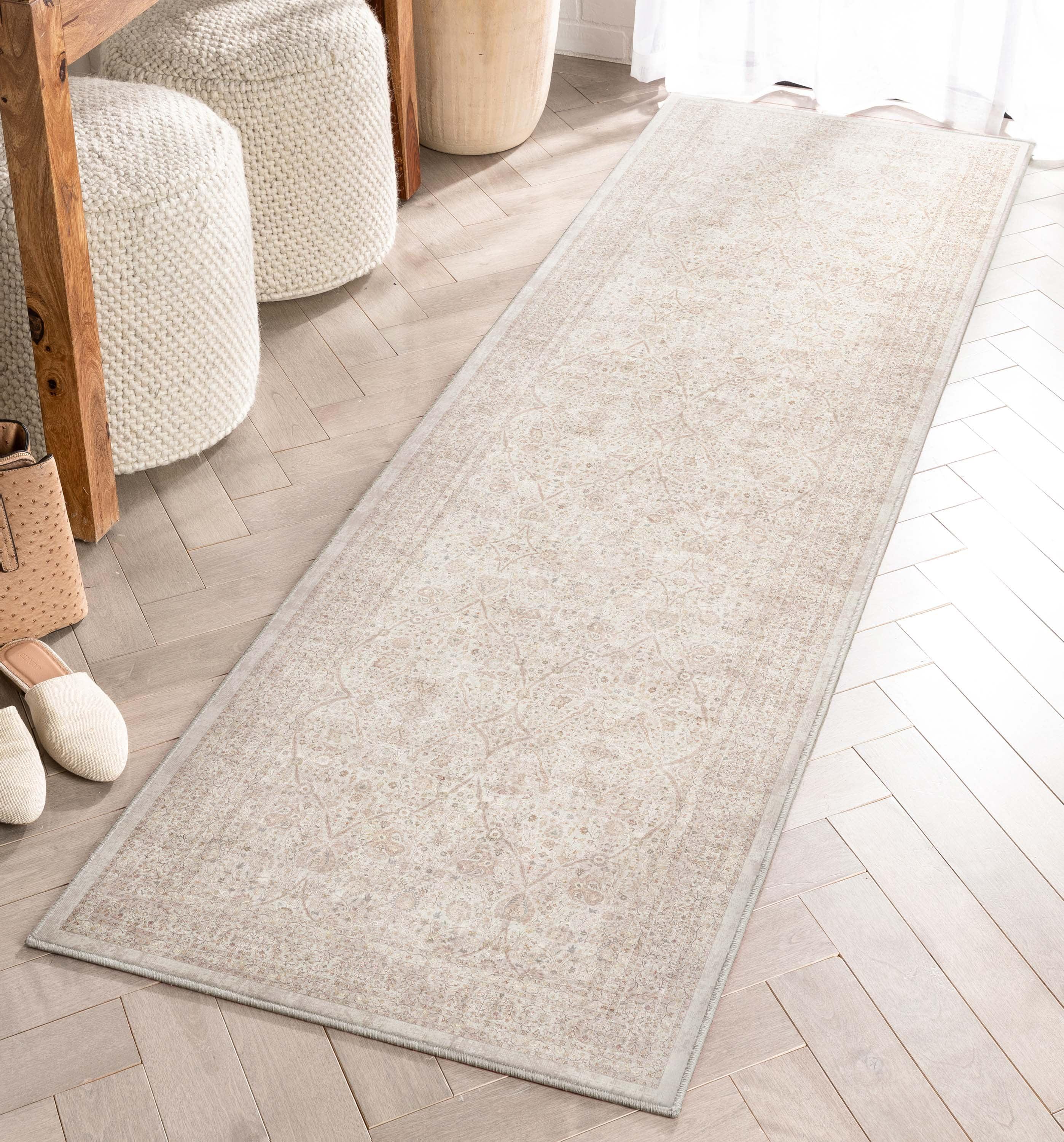 Ervin Isolde Vintage Oriental Botanical Ivory & Cream Area Rug
