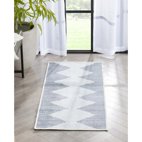 Trinx Kehr Bree Moroccan Diamond Stripes Ivory Grey Area Flat-Weave Rug