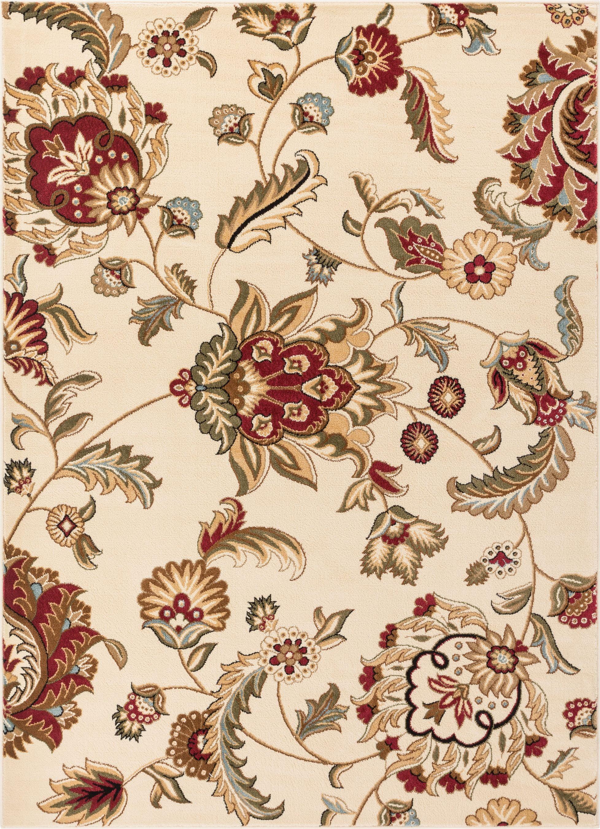 Barclay Floral Beige/Dark Red Area Rug